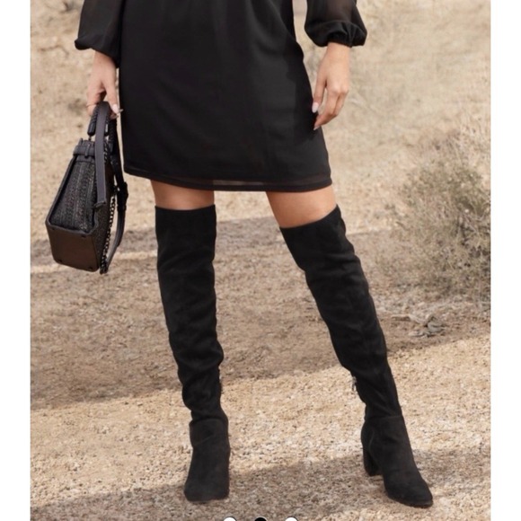 Marc Fisher Shoes - NEW MARC FISHER Lottie Over The Knee Black Suede Boots Women's Size 8.5 NIB $239